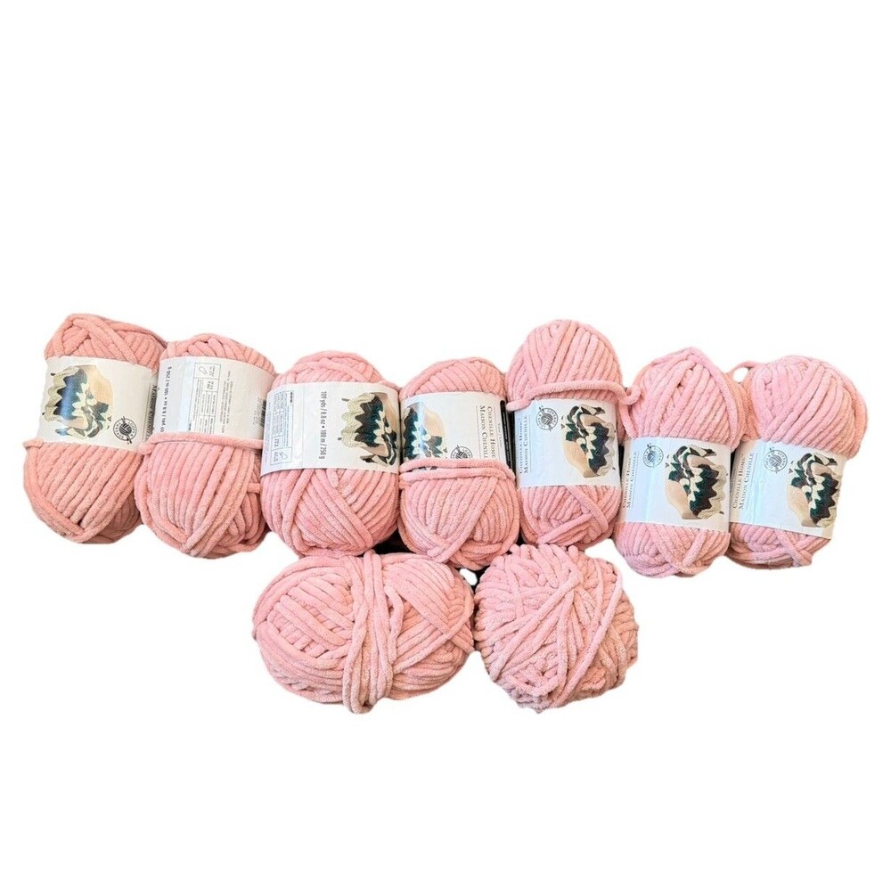Lot of 8 + partial Loops & Threads Chenille Home Yarn - Blush Pink - New